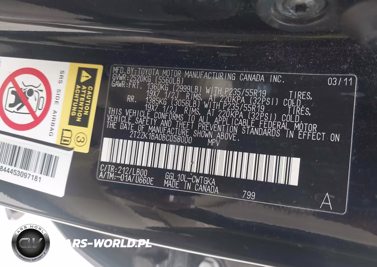 2011 Lexus Rx 350 VIN:2T2ZK1BA0BC058000 - 9