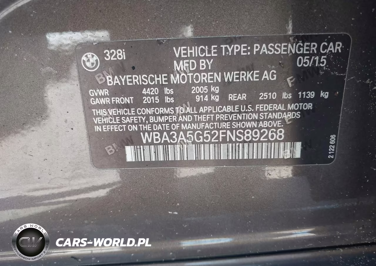 2015 BMW 328I VIN:WBA3A5G52FNS89268 - 9