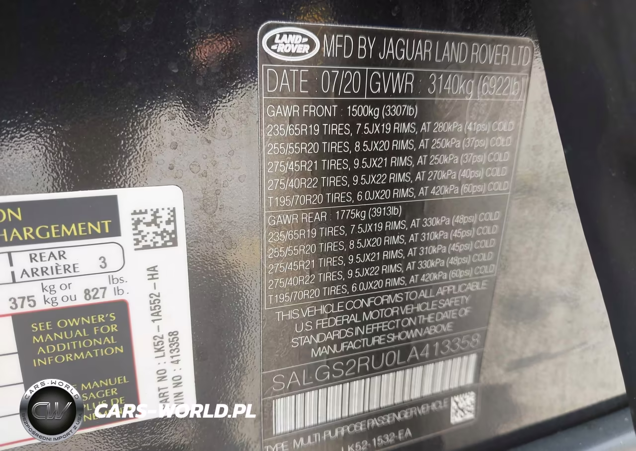 2020 Land Rover Range Rover Hse VIN:SALGS2RU0LA413358 - 9