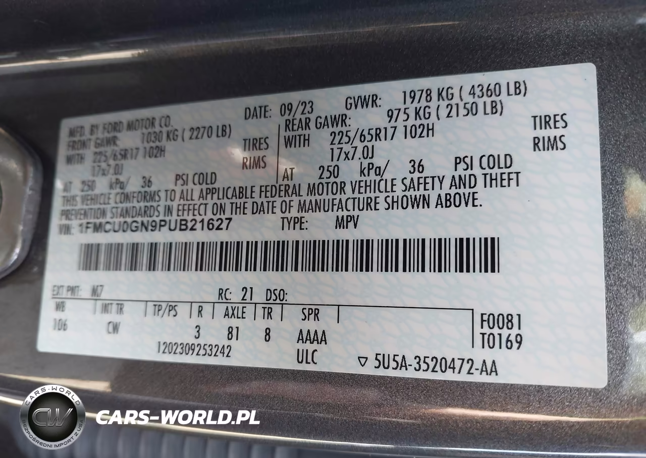 2023 Ford Escape Active VIN:1FMCU0GN9PUB21627 - 9