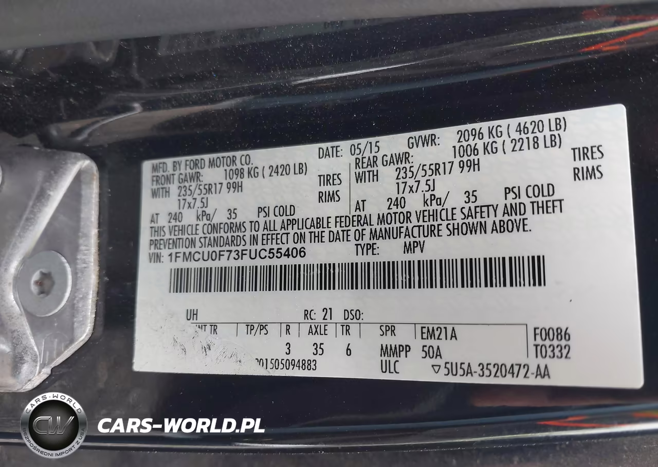 2015 Ford Escape S VIN:1FMCU0F73FUC55406 - 9