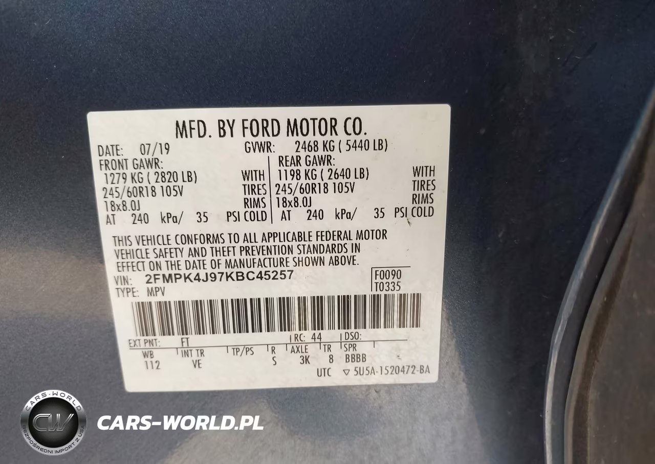 2019 Ford Edge Sel VIN:2FMPK4J97KBC45257 - 9