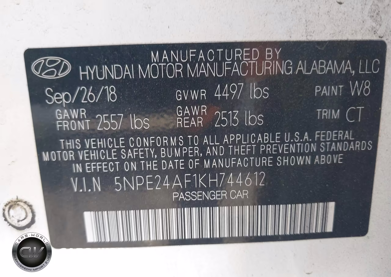 2019 Hyundai Sonata Se VIN:5NPE24AF1KH744612 - 9