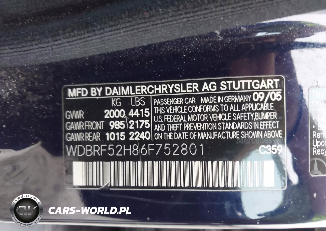 2006 Mercedes-Benz C-Class Sport VIN:WDBRF52H86F752801 - 9