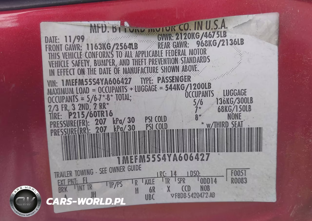2000 Mercury Sable Ls Premium VIN:1MEFM55S4YA606427 - 9