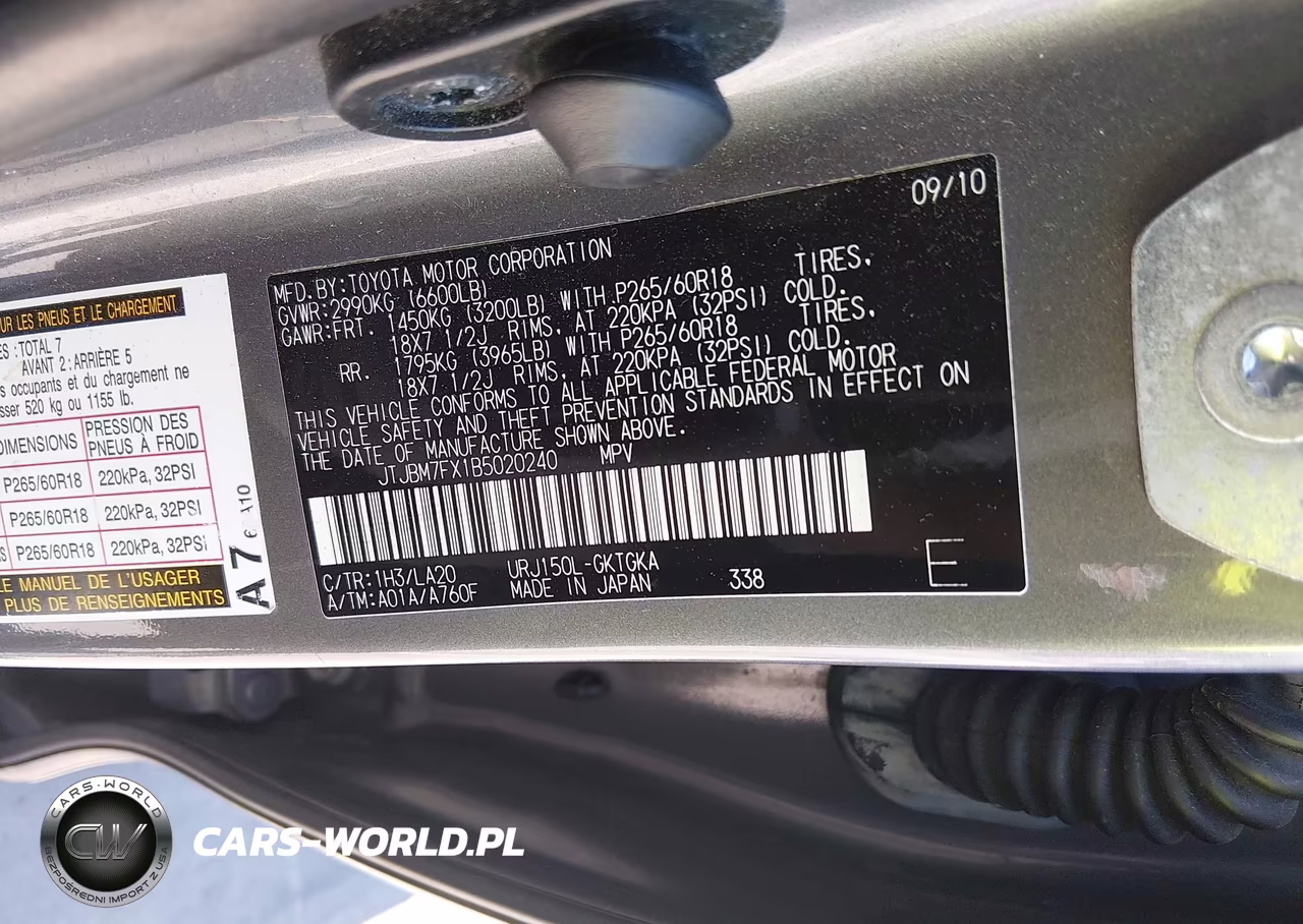 2011 Lexus Gx 460 VIN:JTJBM7FX1B5020240 - 9