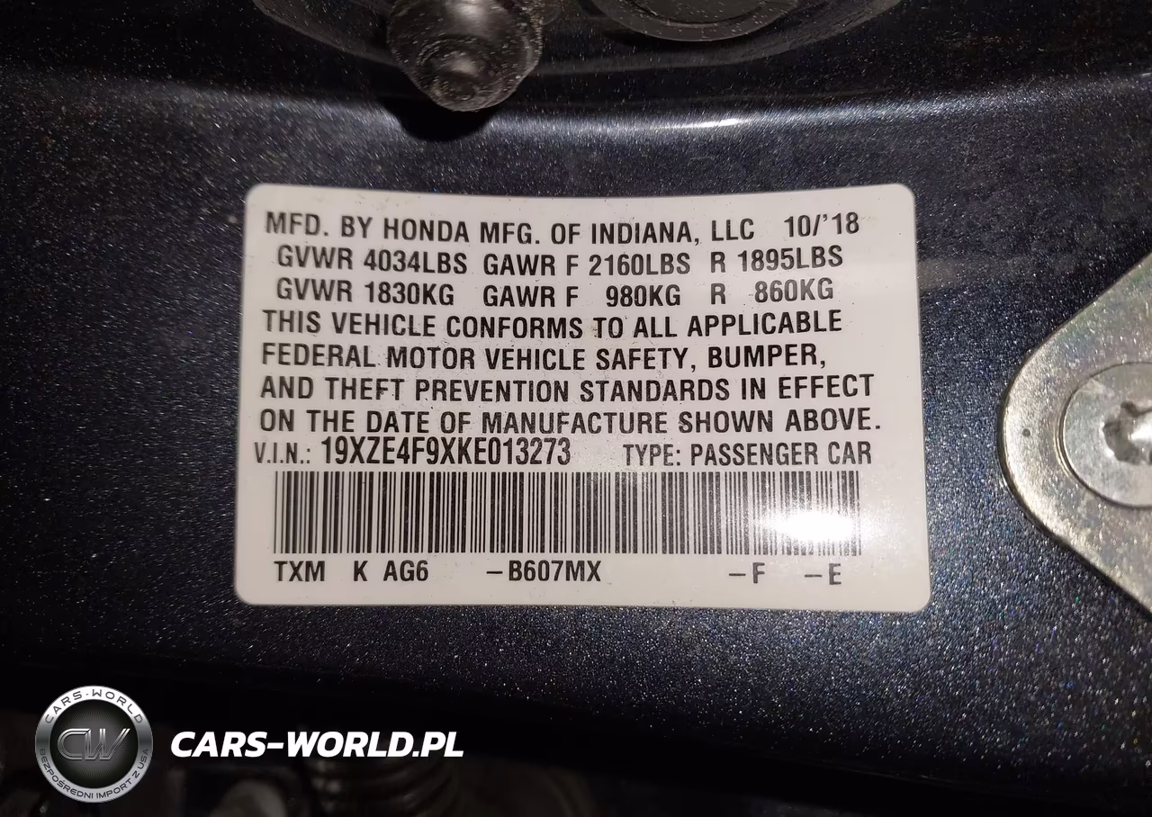 2019 Honda Insight Touring VIN:19XZE4F9XKE013273 - 9