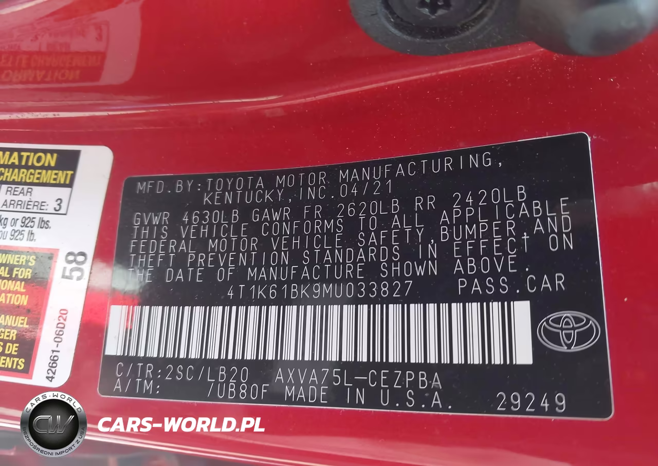 2021 Toyota Camry Xse Awd VIN:4T1K61BK9MU033827 - 9