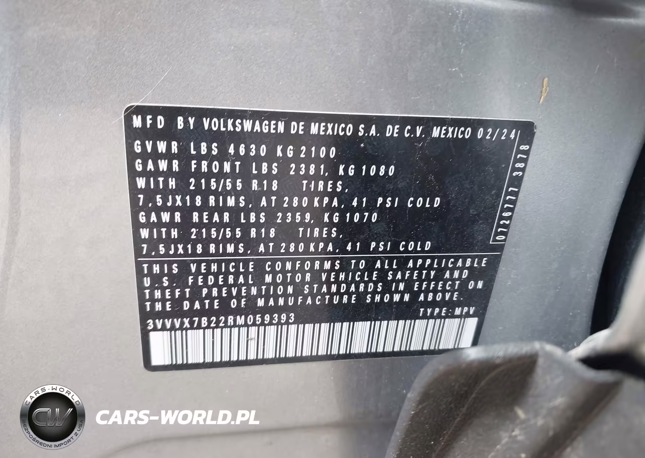 2024 Volkswagen Taos 1.5T Se VIN:3VVVX7B22RM059393 - 9