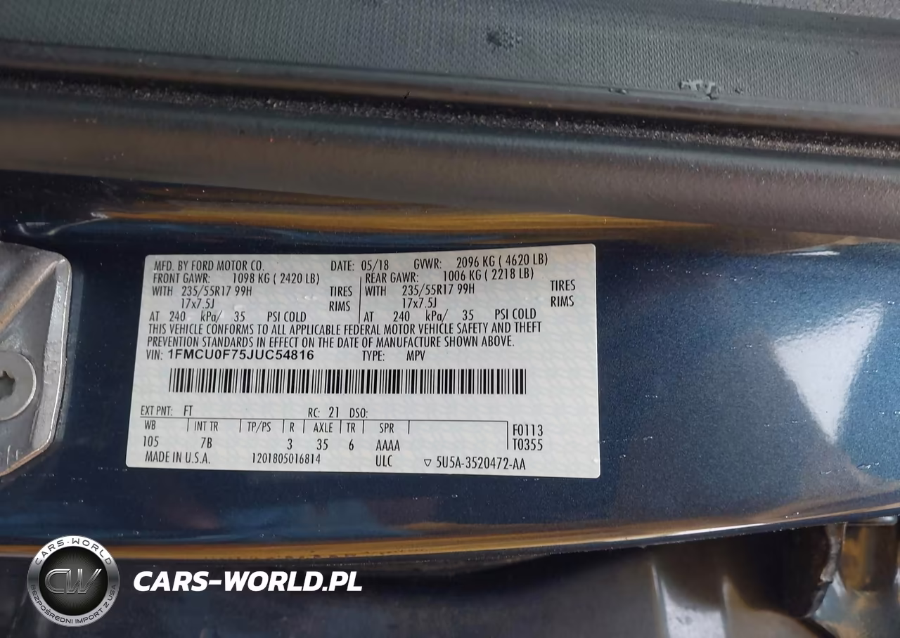 2018 Ford Escape S VIN:1FMCU0F75JUC54816 - 9