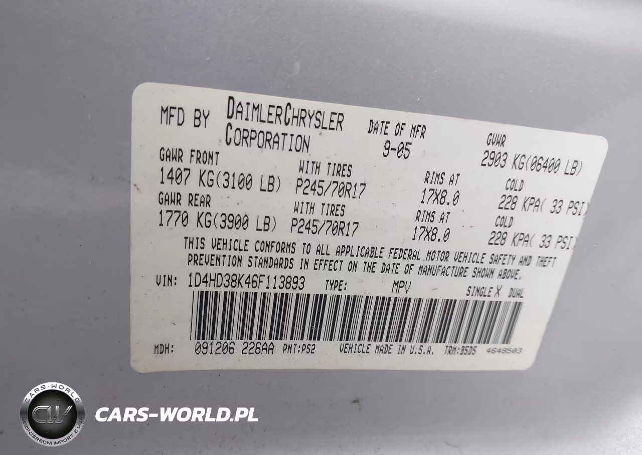 2006 Dodge Durango Sxt VIN:1D4HD38K46F113893 - 9