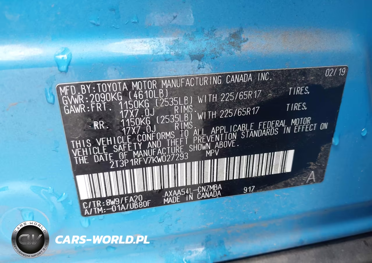 2019 Toyota Rav4 Xle VIN:2T3P1RFV7KW027293 - 9