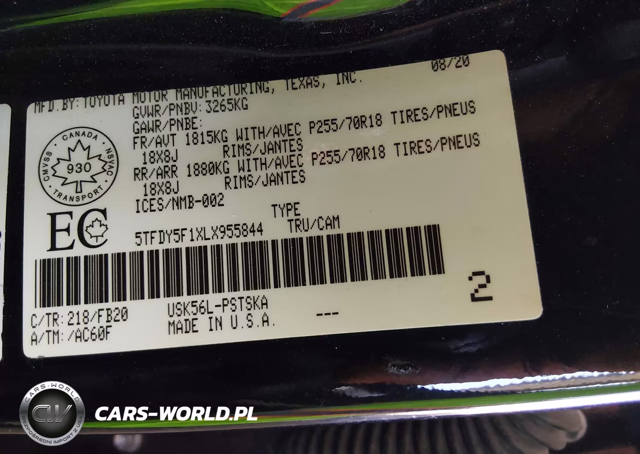 2020 Toyota Tundra VIN:5TFDY5F1XLX955844 - 9
