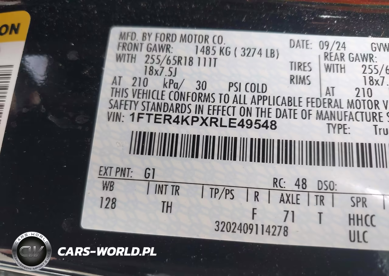 2024 Ford Ranger Lariat VIN:1FTER4KPXRLE49548 - 9