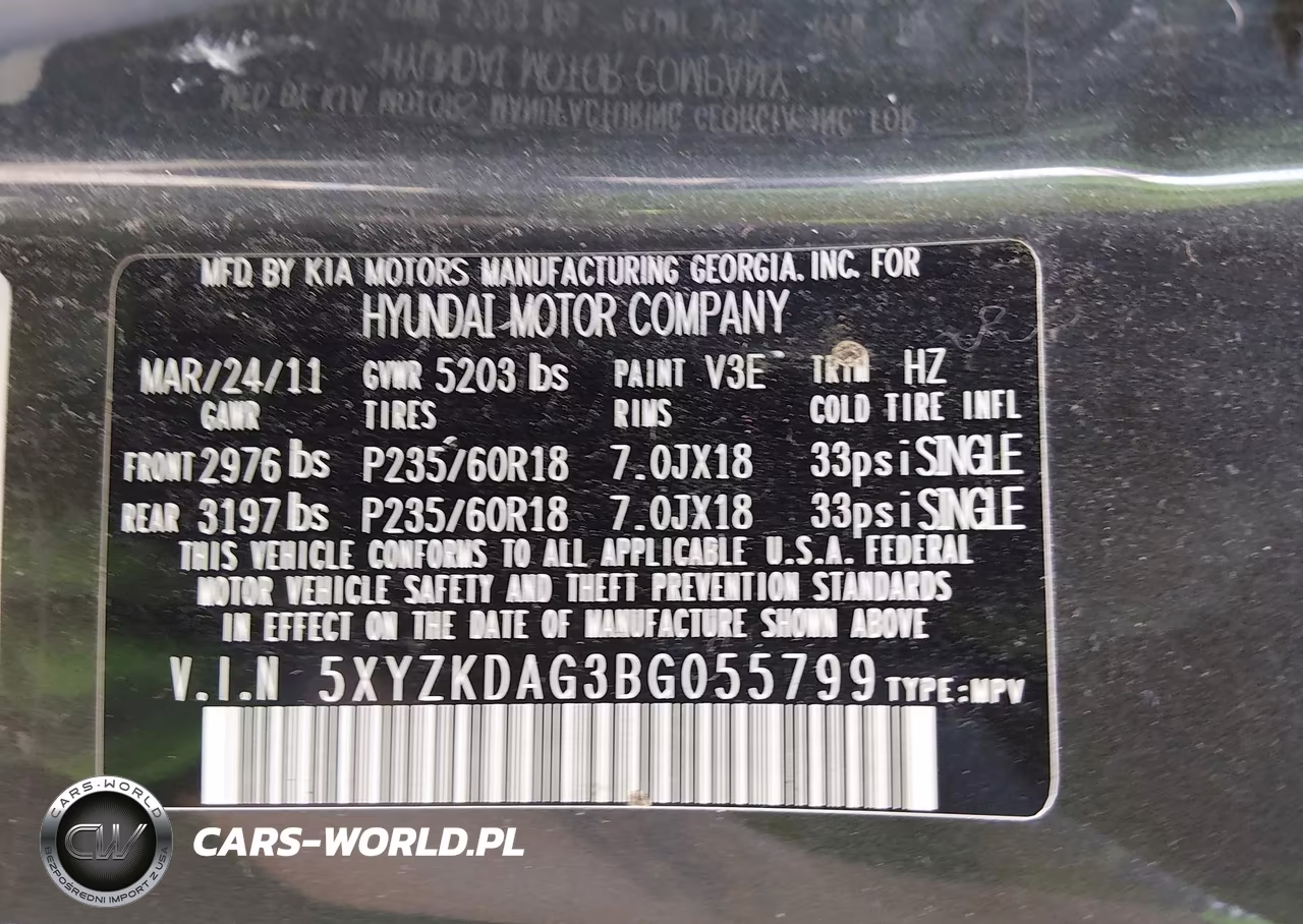 2011 Hyundai Santa Fe Limited V6 VIN:5XYZKDAG3BG055799 - 9