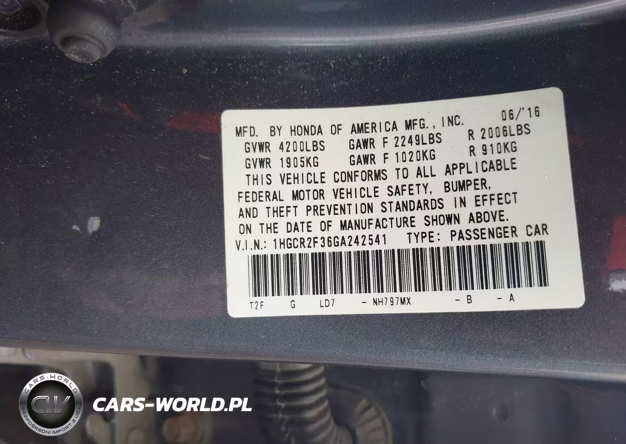 2016 Honda Accord Lx VIN:1HGCR2F36GA242541 - 9
