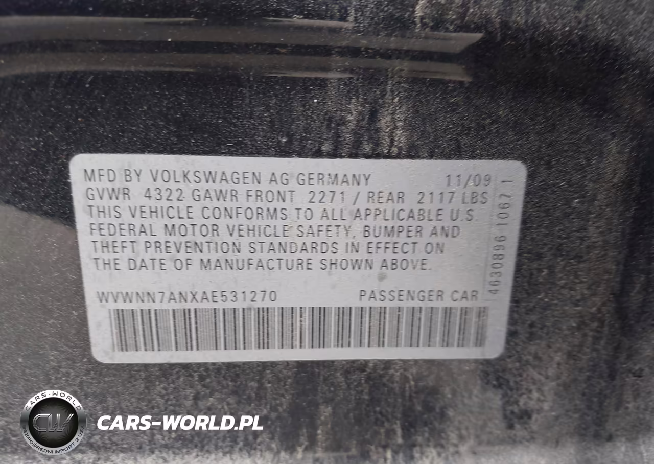2010 Volkswagen Cc Sport VIN:WVWNN7ANXAE531270 - 9
