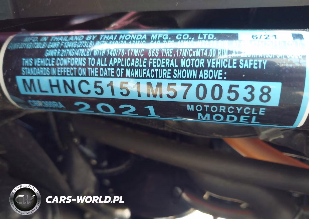 2021 Honda Cbr300 Ra VIN:MLHNC5151M5700538 - 10