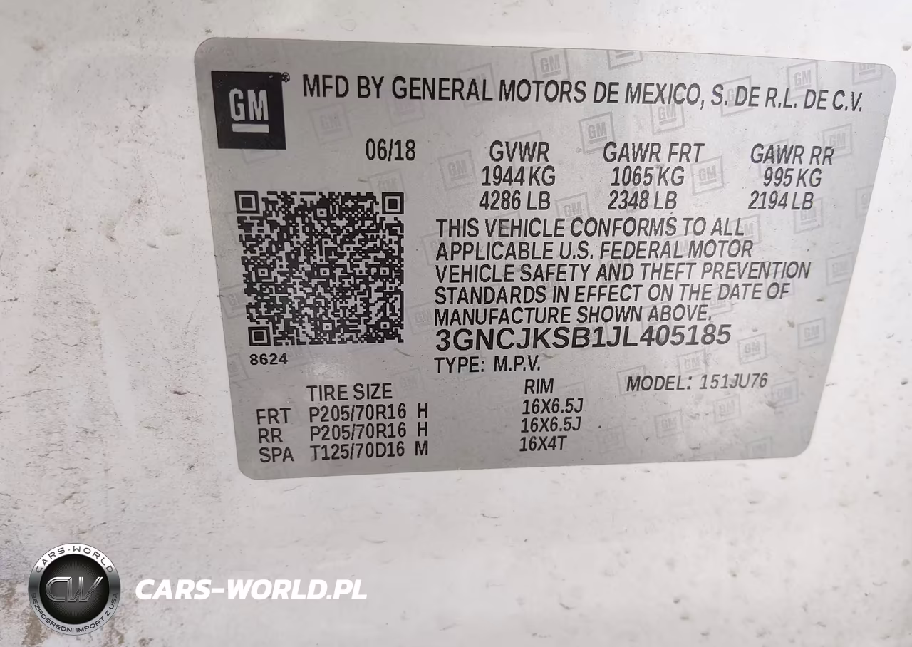 2018 Chevrolet Trax Ls VIN:3GNCJKSB1JL405185 - 9