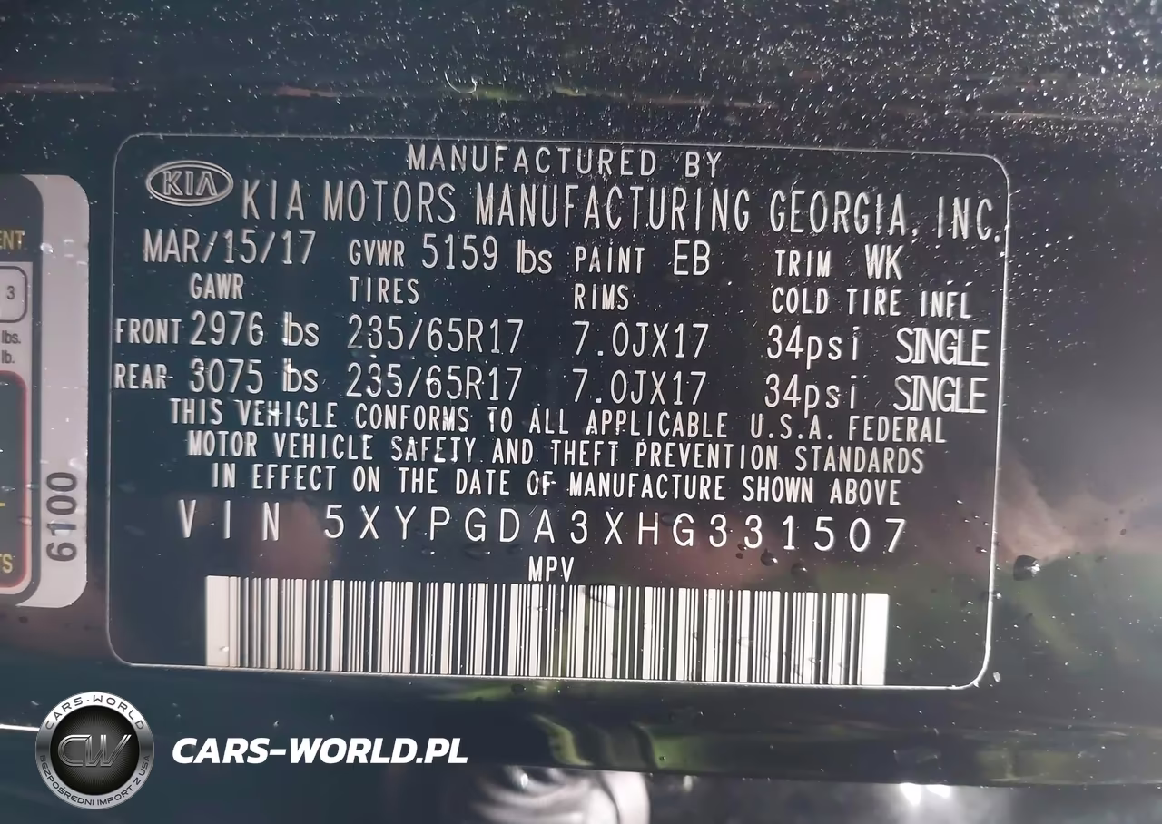 2017 Kia Sorento 2.4L Lx VIN:5XYPGDA3XHG331507 - 9