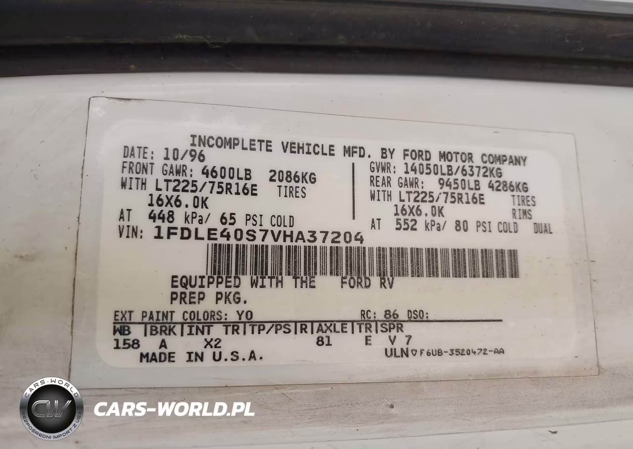 1997 Ford Econoline E450 Super Duty Cutwy Rv VIN:1FDLE40S7VHA37204 - 9
