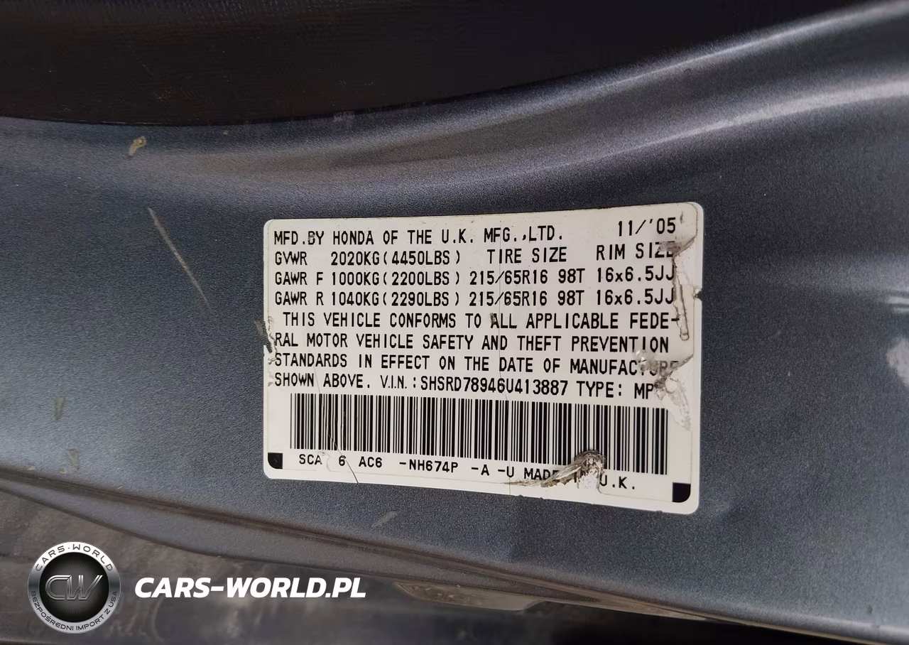 2006 Honda Cr-V Se VIN:SHSRD78946U413887 - 9