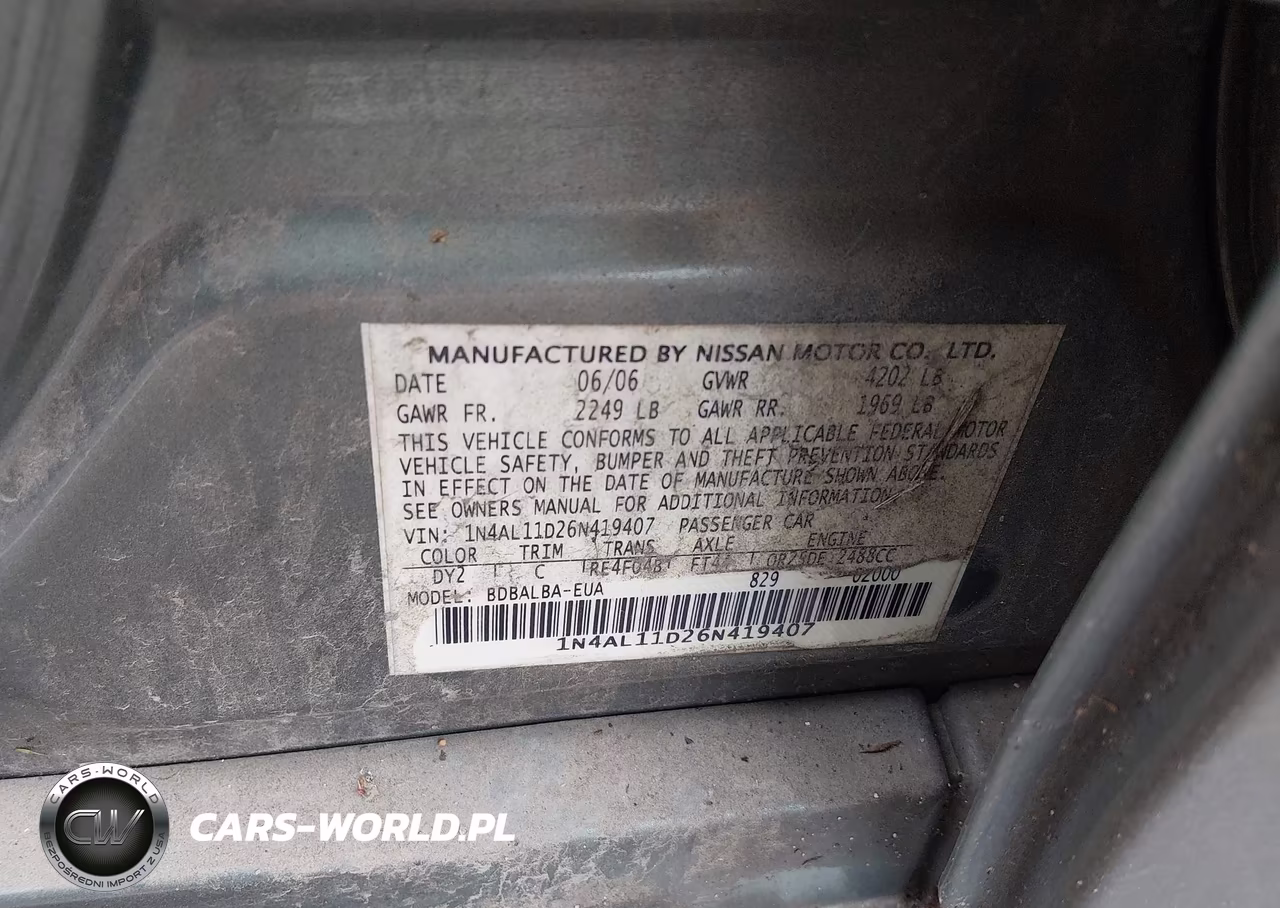 2006 Nissan Altima 2.5 S VIN:1N4AL11D26N419407 - 9