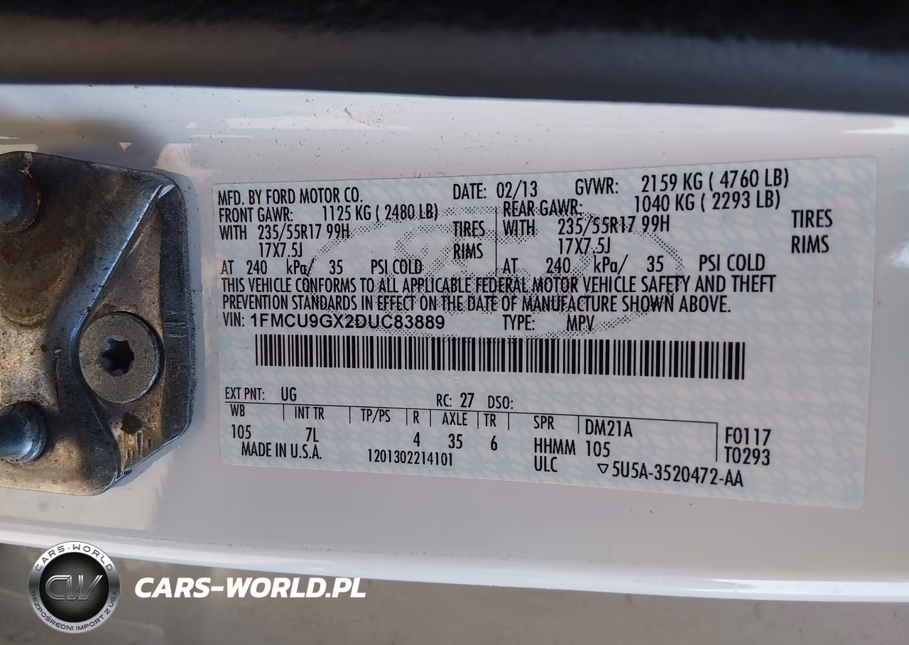 2013 Ford Escape Se VIN:1FMCU9GX2DUC83889 - 9
