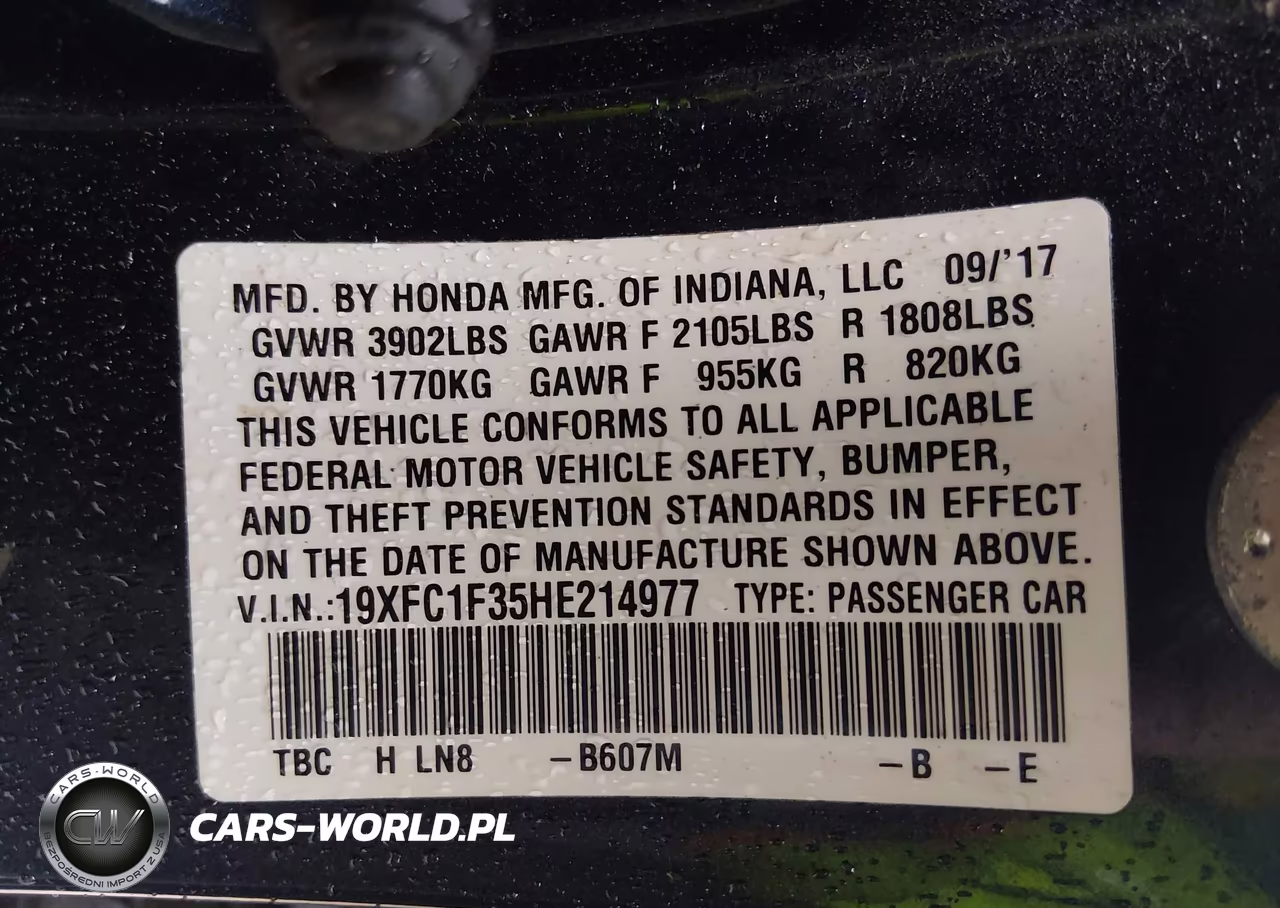 2017 Honda Civic Ex-T VIN:19XFC1F35HE214977 - 9