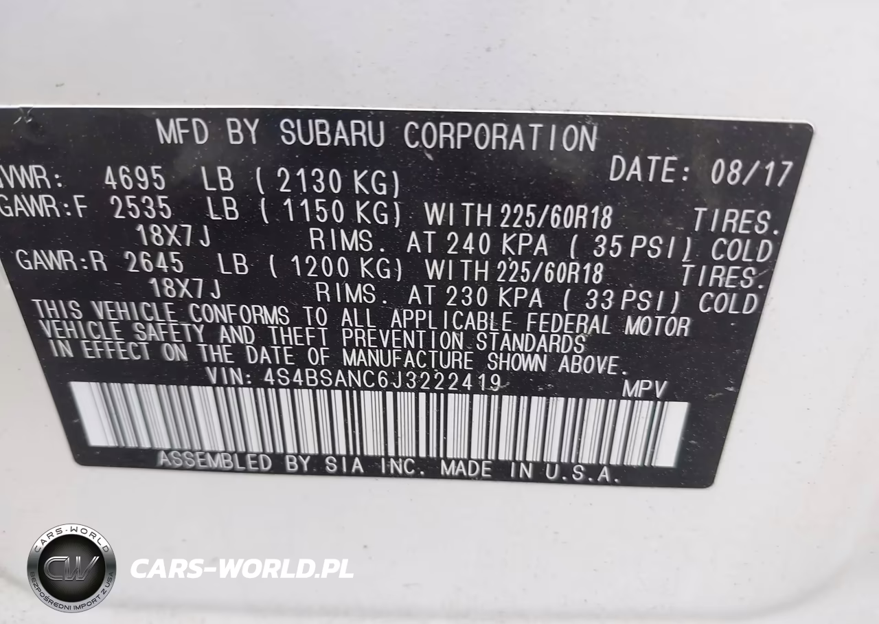2018 Subaru Outback 2.5I Limited VIN:4S4BSANC6J3222419 - 9