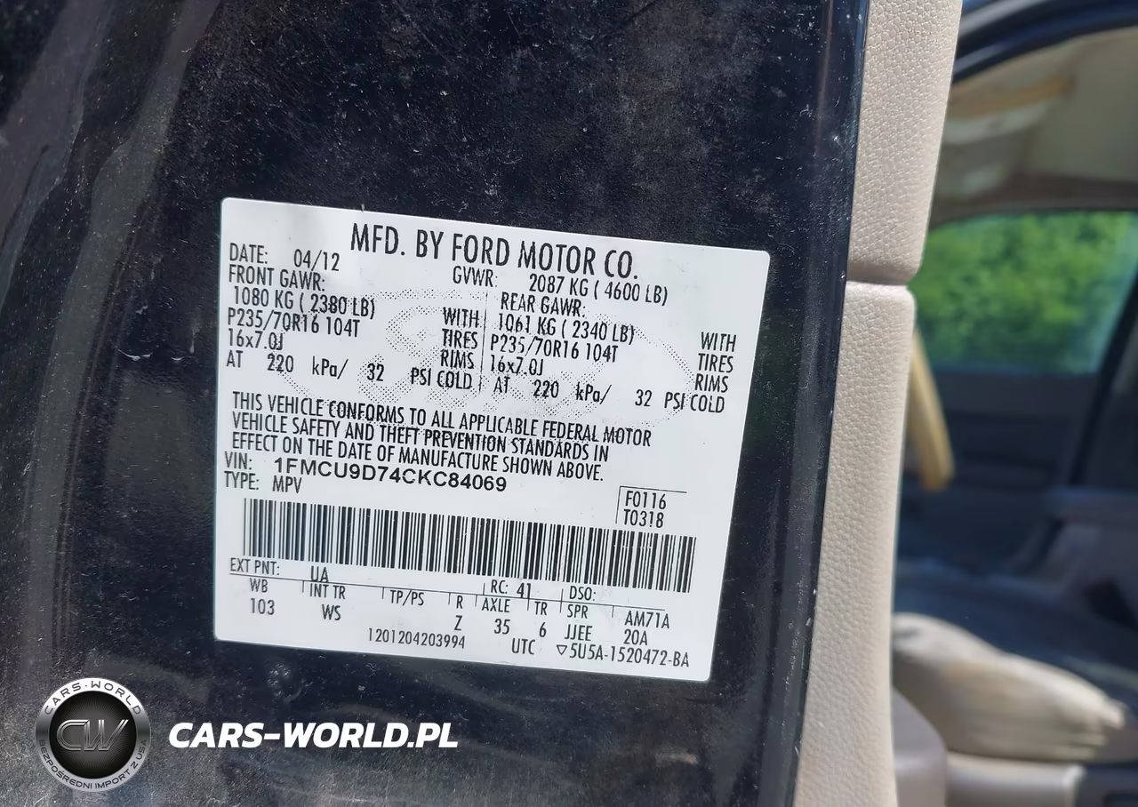 2012 Ford Escape Xlt VIN:1FMCU9D74CKC84069 - 9