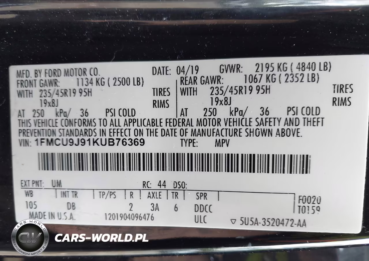 2019 Ford Escape Titanium VIN:1FMCU9J91KUB76369 - 9