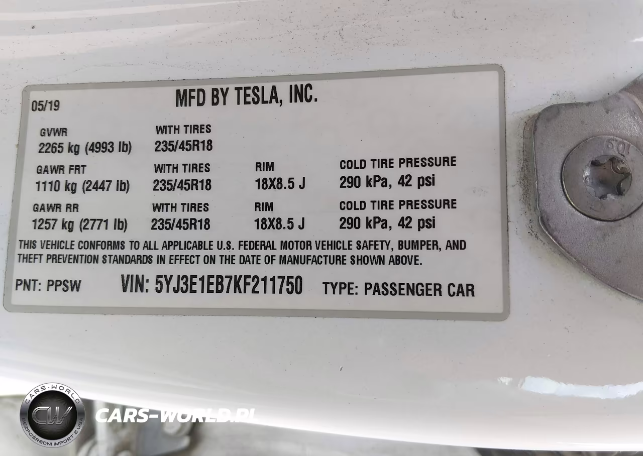 2019 Tesla Model 3 Long Range-Performance VIN:5YJ3E1EB7KF211750 - 9
