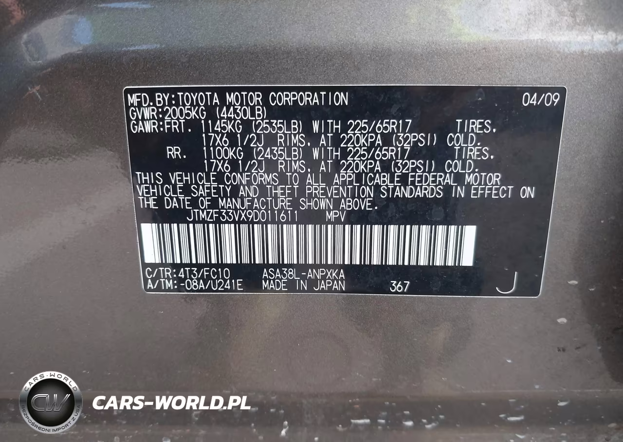2009 Toyota Rav4 VIN:JTMZF33VX9D011611 - 9