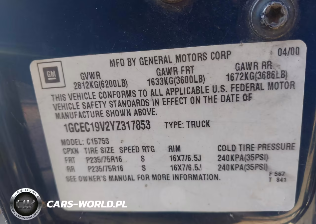 2000 Chevrolet Silverado 1500 Ls VIN:1GCEC19V2YZ317853 - 9
