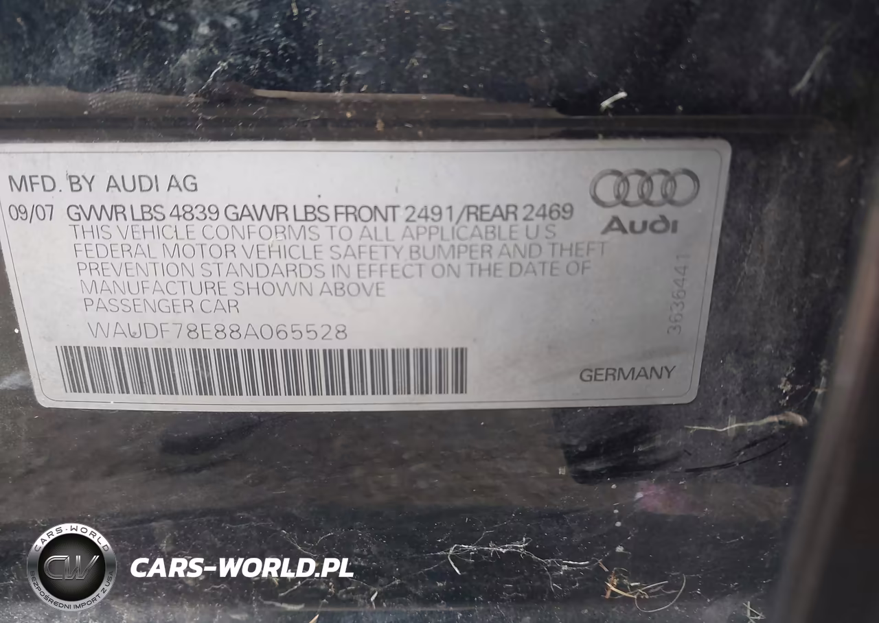 2008 Audi A4 2.0T VIN:WAUDF78E88A065528 - 9