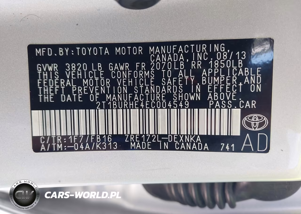 2014 Toyota Corolla Le VIN:2T1BURHE4EC004549 - 9