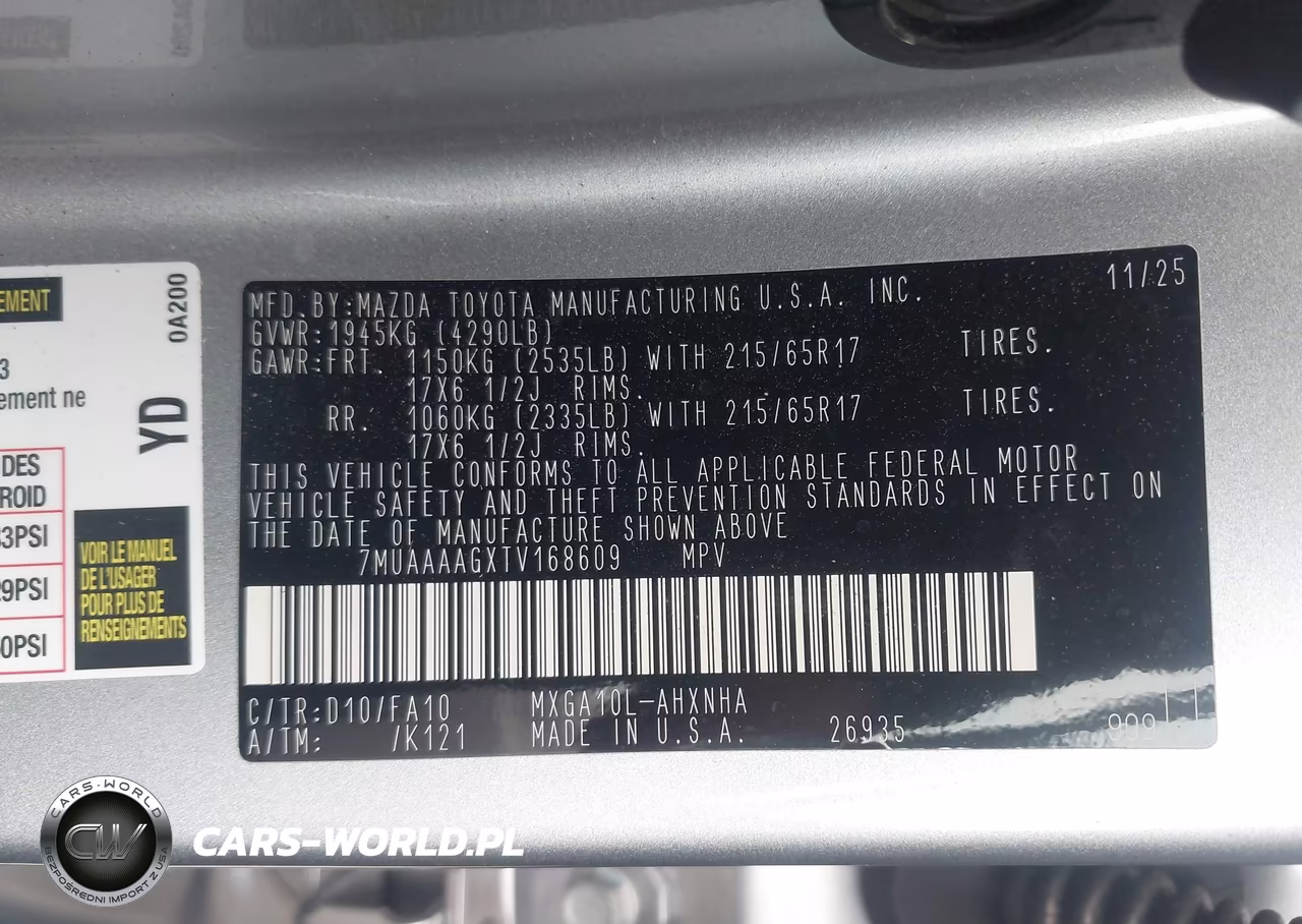 2026 Toyota Corolla Cross L VIN:7MUAAAAGXTV168609 - 9