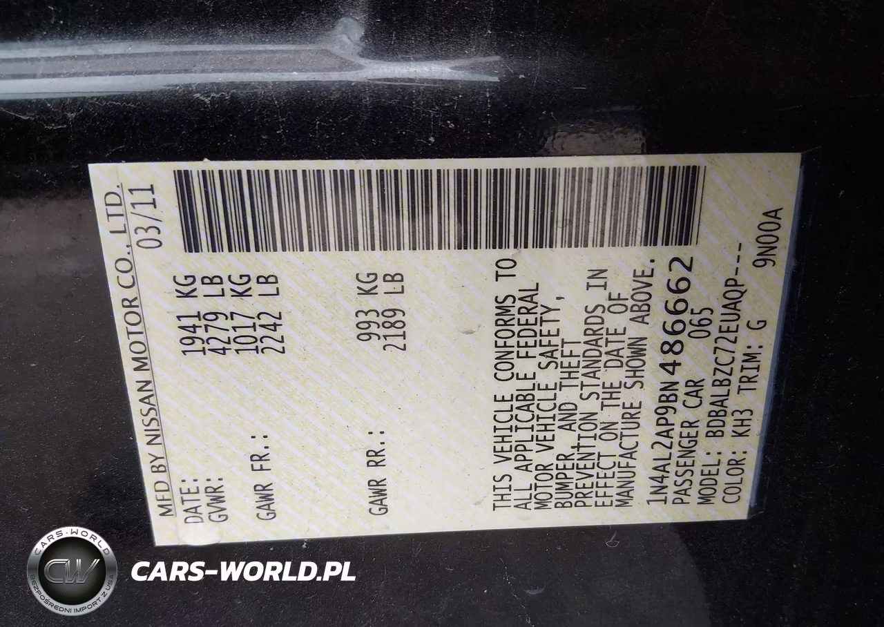 2011 Nissan Altima 2.5 S VIN:1N4AL2AP9BN486662 - 9