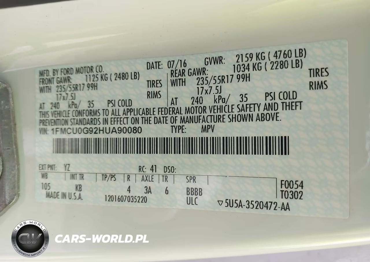 2017 Ford Escape Se VIN:1FMCU0G92HUA90080 - 9