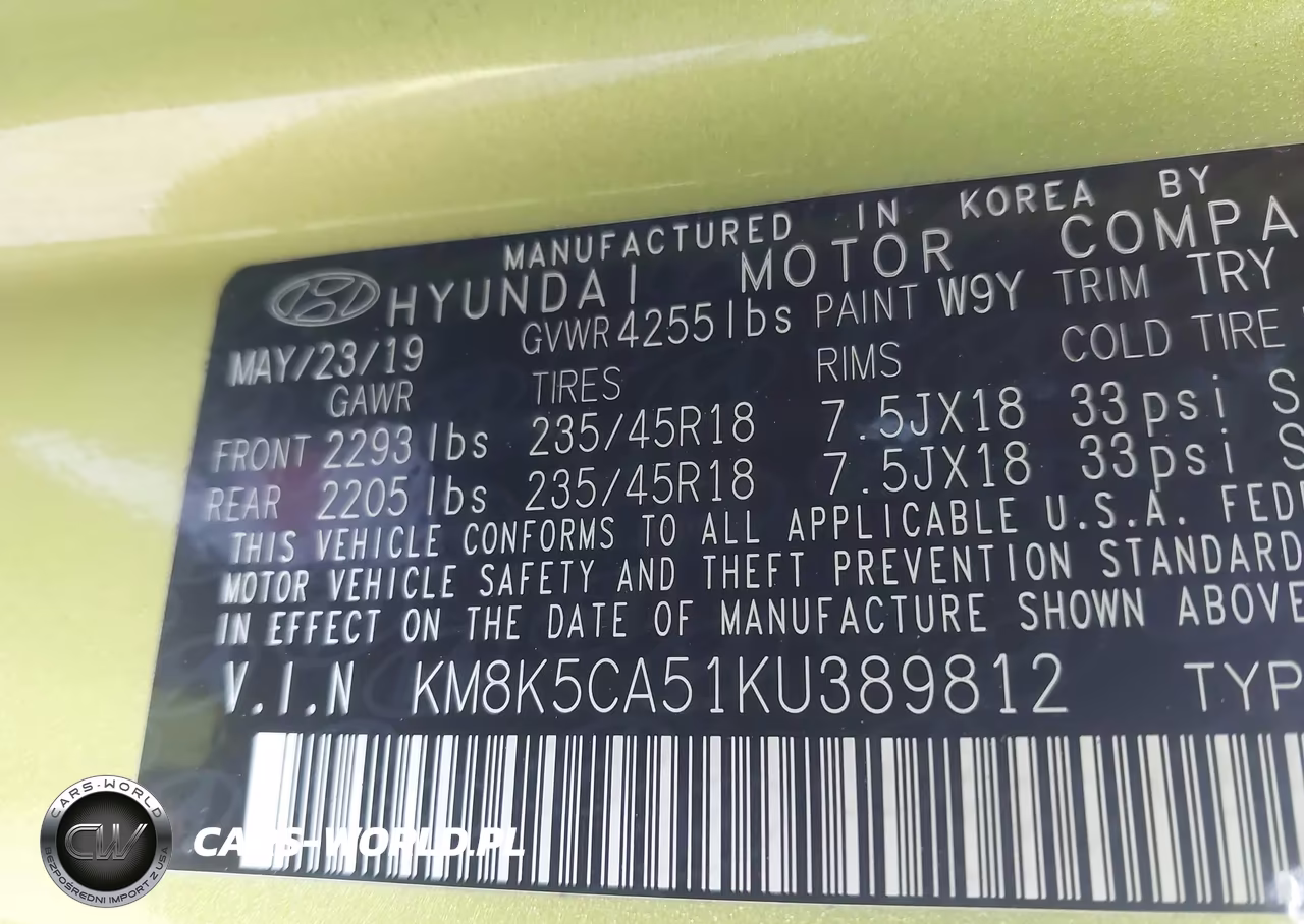 2019 Hyundai Kona Ultimate VIN:KM8K5CA51KU389812 - 9