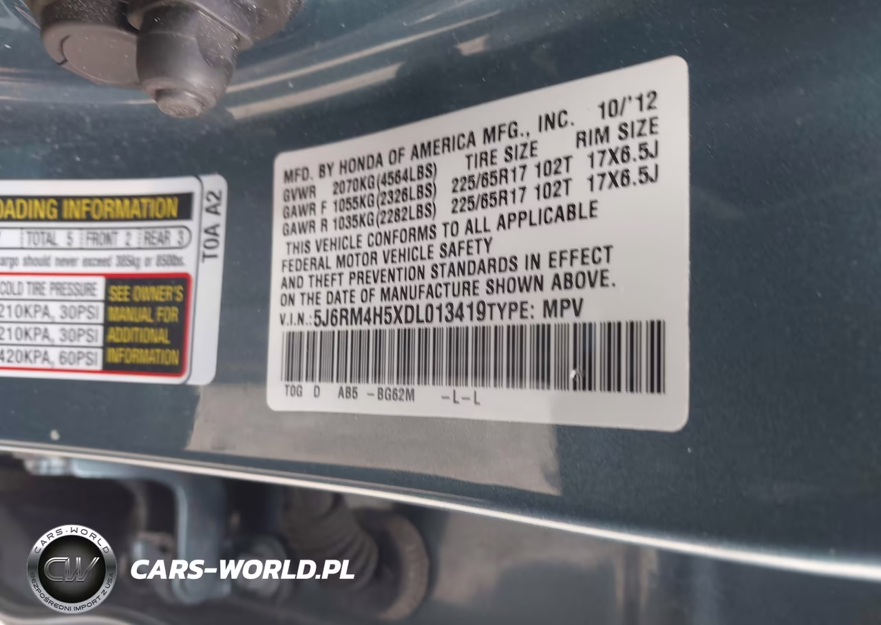 2013 Honda Cr-V Ex VIN:5J6RM4H5XDL013419 - 9