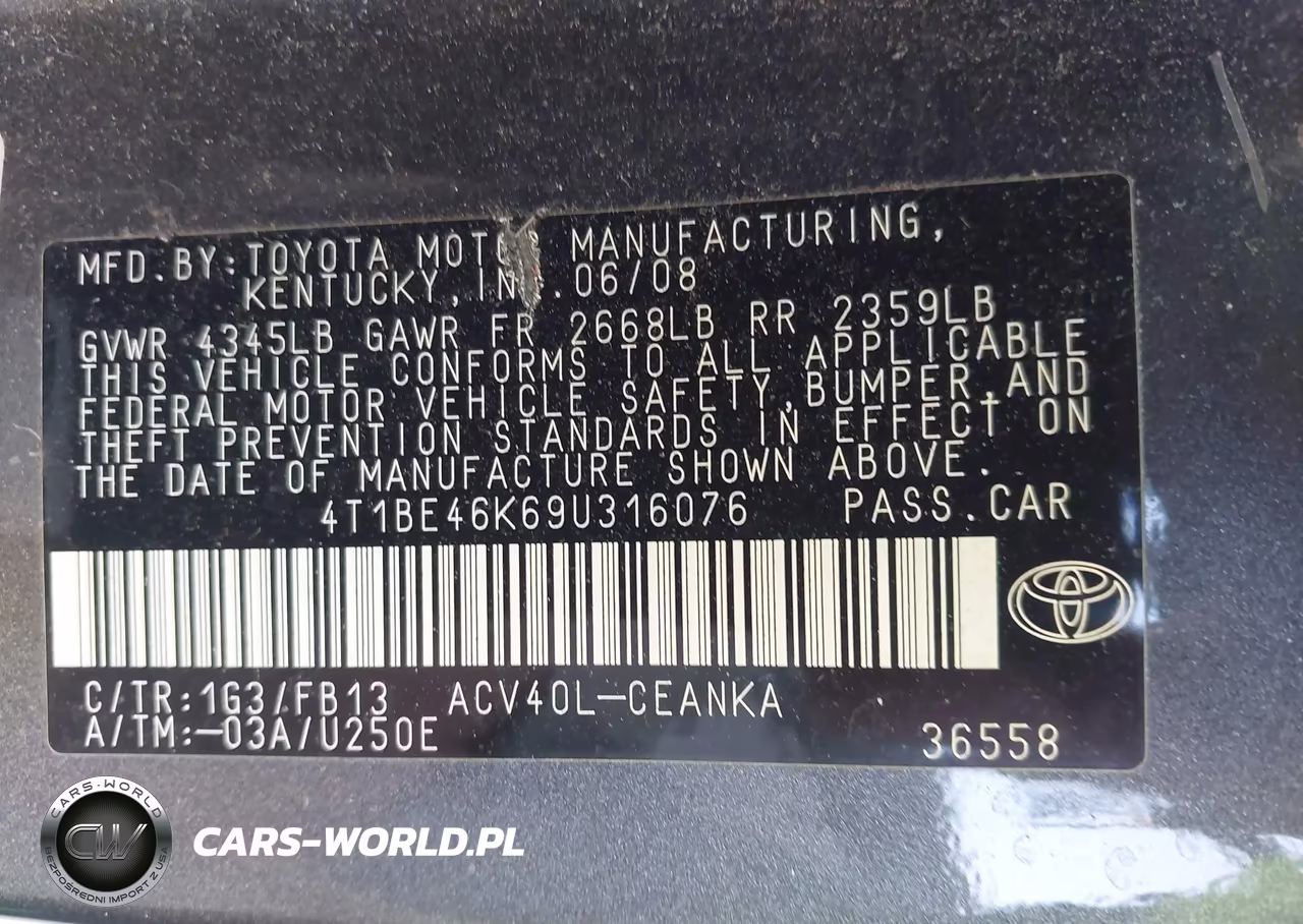2009 Toyota Camry Le VIN:4T1BE46K69U316076 - 9