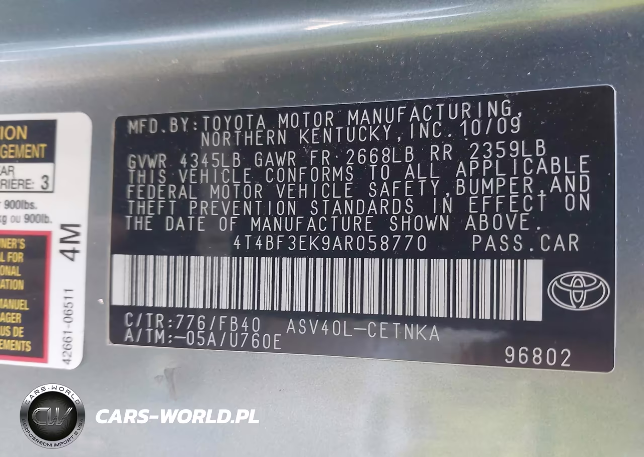 2010 Toyota Camry Le VIN:4T4BF3EK9AR058770 - 9
