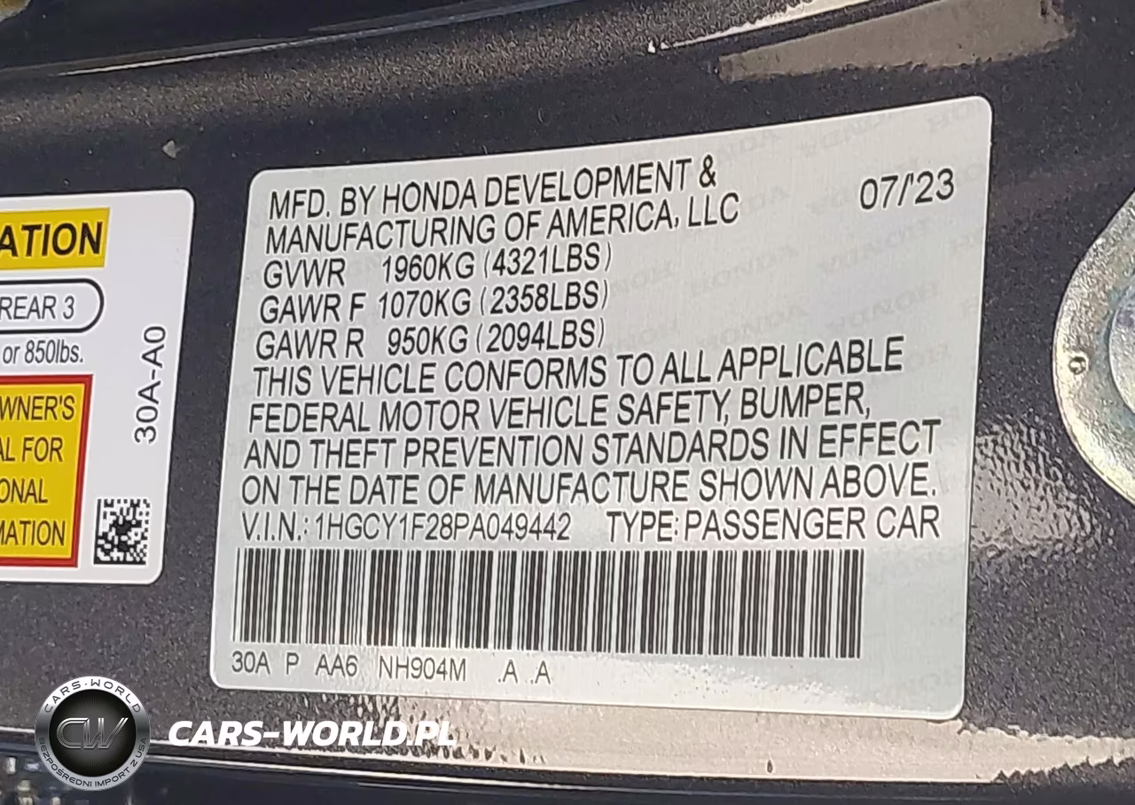 2023 Honda Accord Lx VIN:1HGCY1F28PA049442 - 9