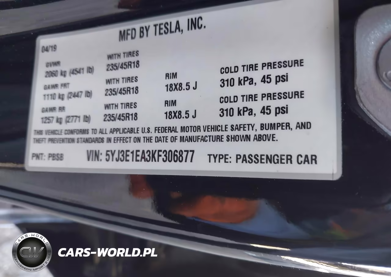 2019 Tesla Model 3 Long Range-Mid Range-Standard Range-Standard Range Plus VIN:5YJ3E1EA3KF306877 - 9