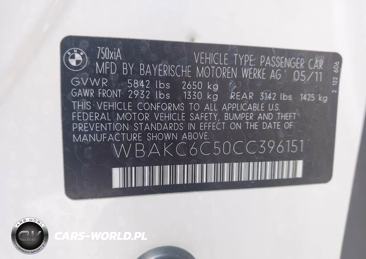 2012 BMW 750I xDrive VIN:WBAKC6C50CC396151 - 9