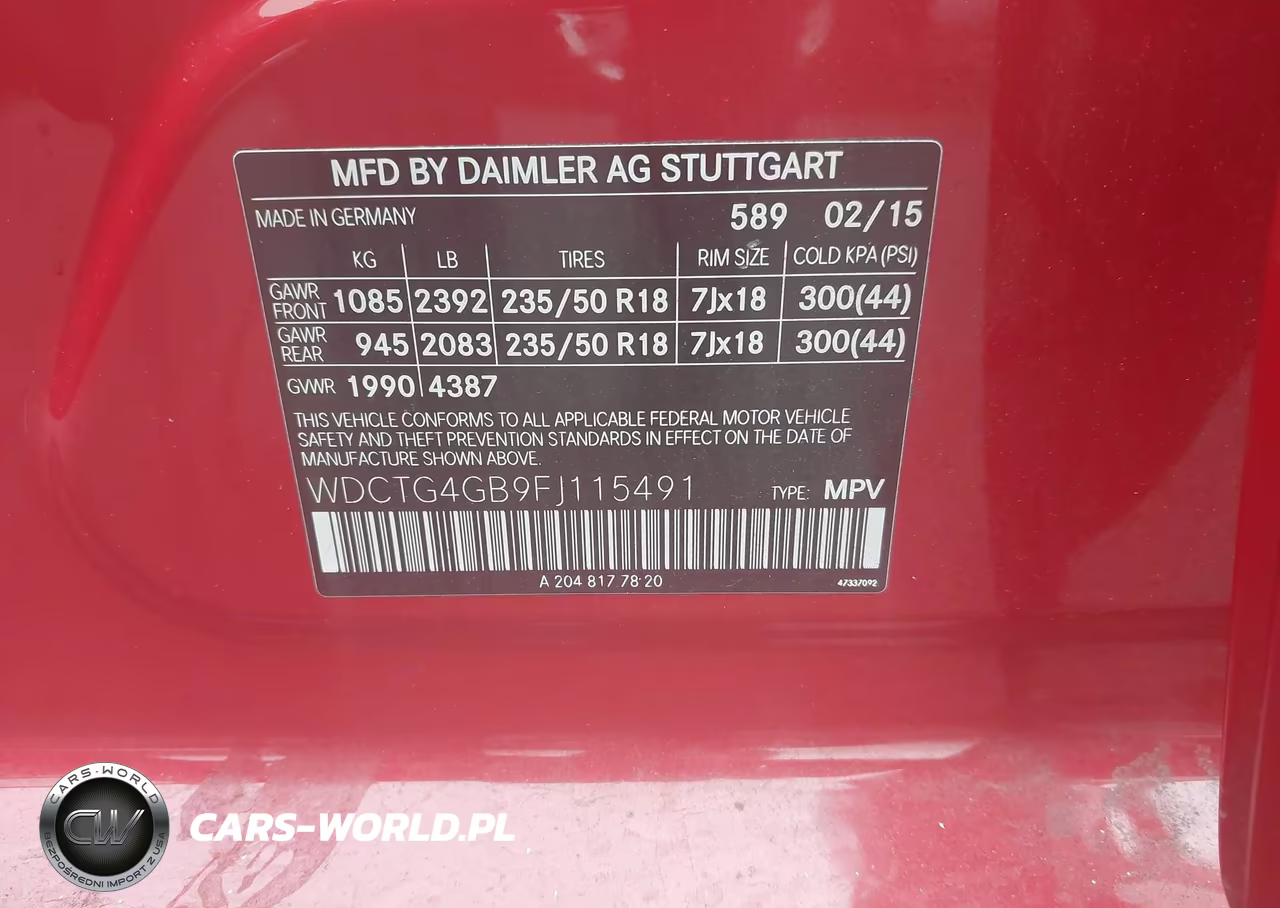 2015 Mercedes-Benz Gla 250 4Matic VIN:WDCTG4GB9FJ115491 - 9