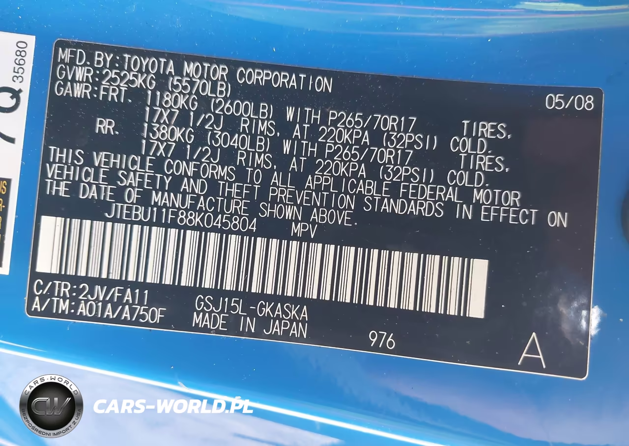 2008 Toyota Fj Cruiser VIN:JTEBU11F88K045804 - 9