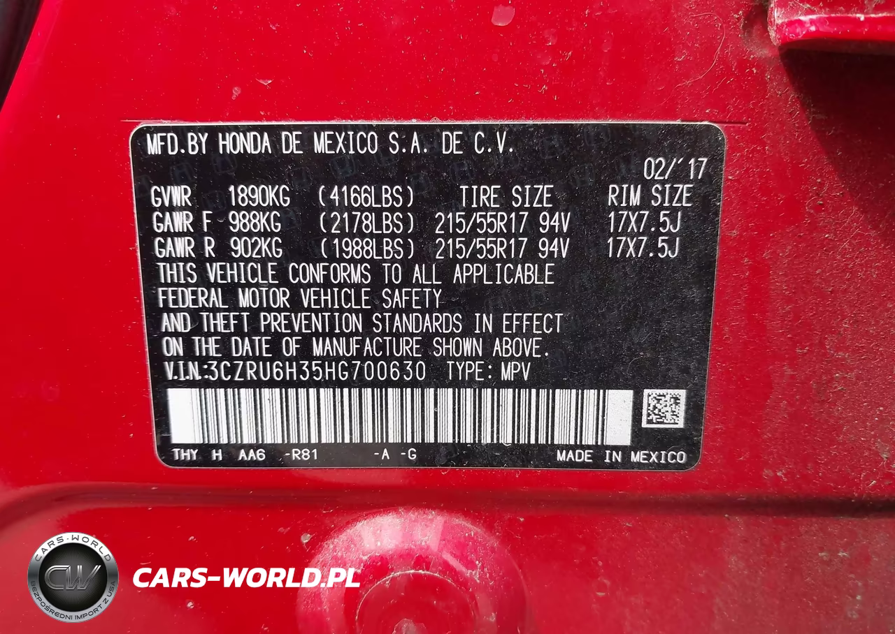 2017 Honda Hr-V Lx VIN:3CZRU6H35HG700630 - 9